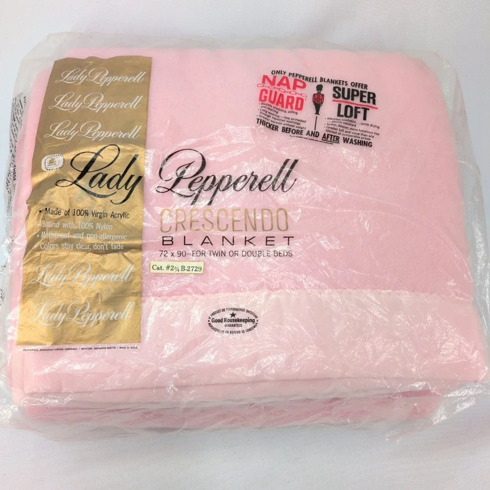 Lady Pepperell Crescendo Satin Trim Fleece Blanket Pink Vintage Twin Double USA